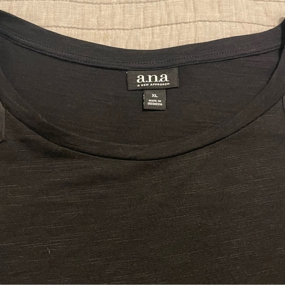 a.n.a. Solid Black Shirt with Faux Suede Grommet Shoulder Size XL - Picture 2 of 9
